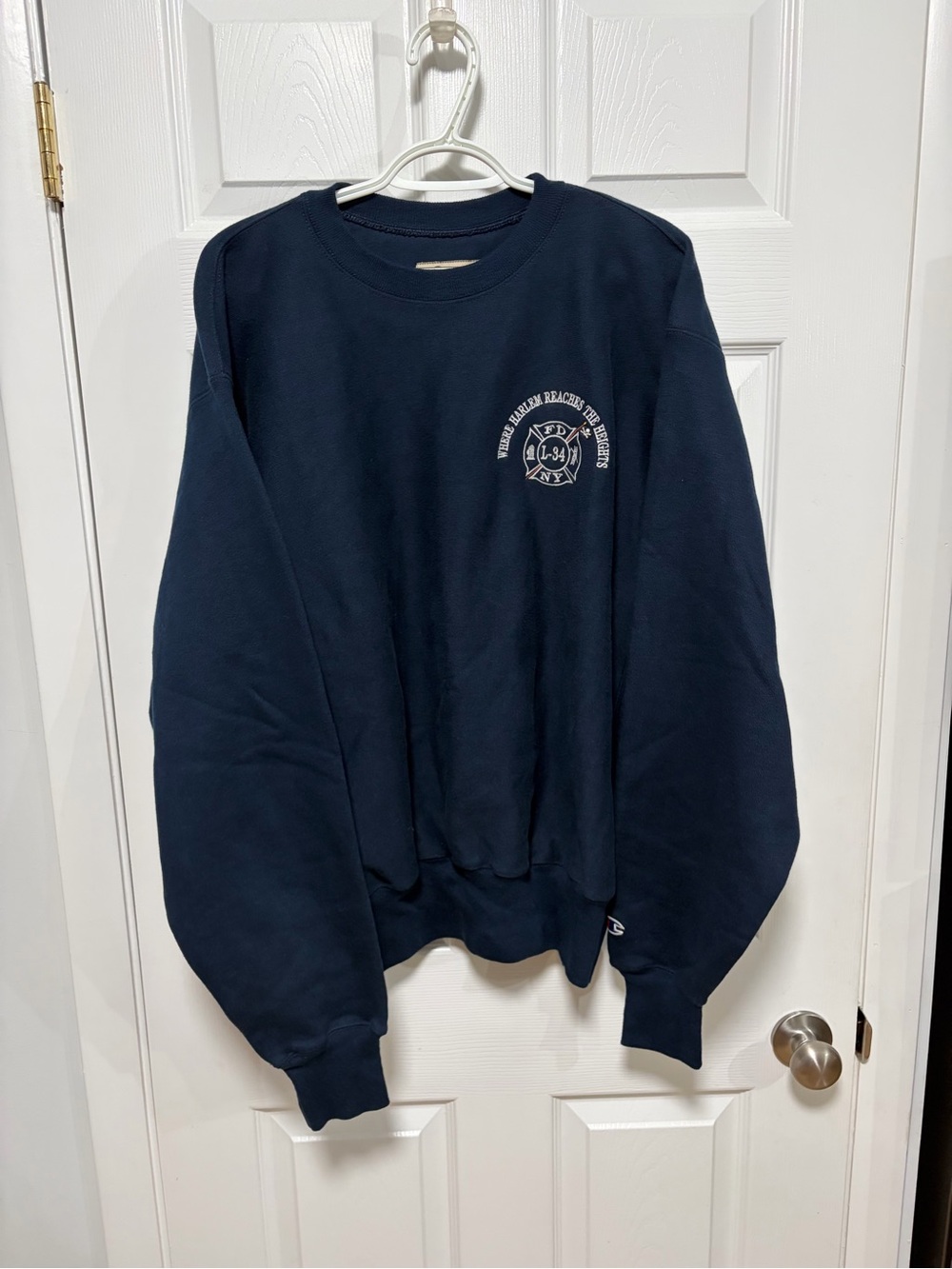 Champion Premium Reverse Weave FDNY Sweatshirt Navy Blue Size L Ladder 34